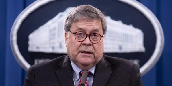 Attorney General William Barr speaks during a press conference, Monday, Dec. 21, 2020, at the Justice Department in Washington. 